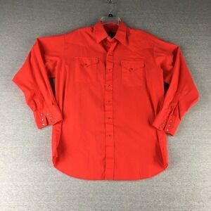 Vintage Panhandle Slim Shirt Mens 17 35 Pearl Snap Red‎ Western Cowboy
